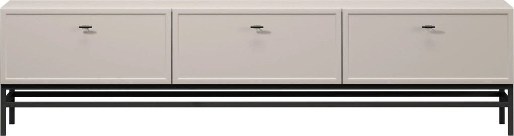 Lorini TV-szekrény 200 cm fiókokkal - kasmír / fekete T-bar fogantyúk / fekete váz