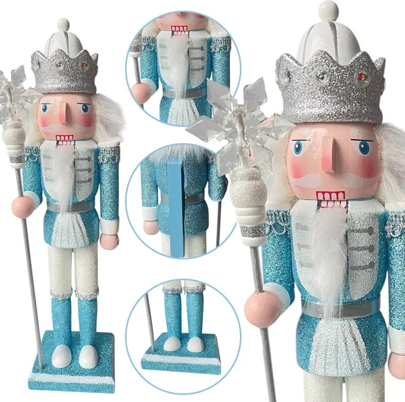 Karácsonyi Diótörő figura 30CM kék-ezüst színben