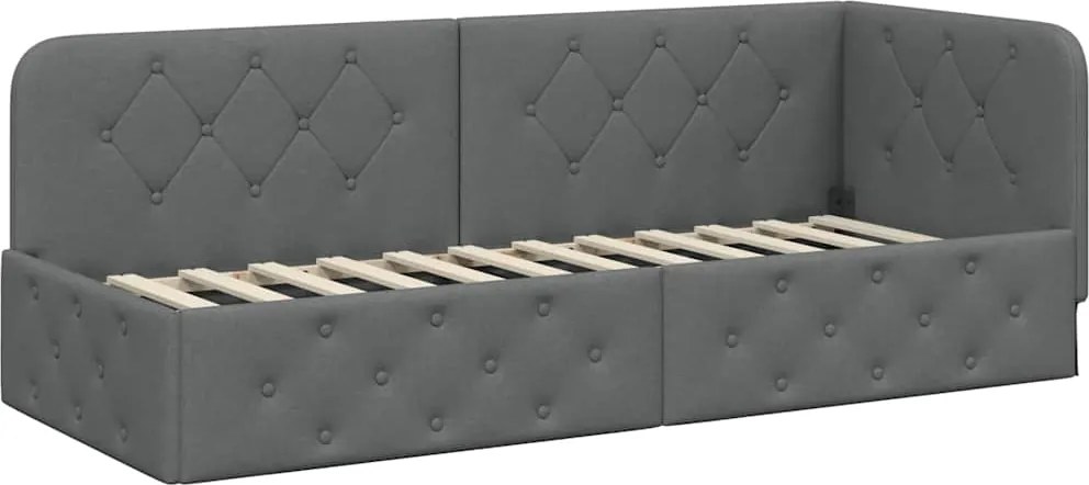 vidaXL Sarokágy keret fejtámlával Sötétszürke 80 x 200 cm szövet