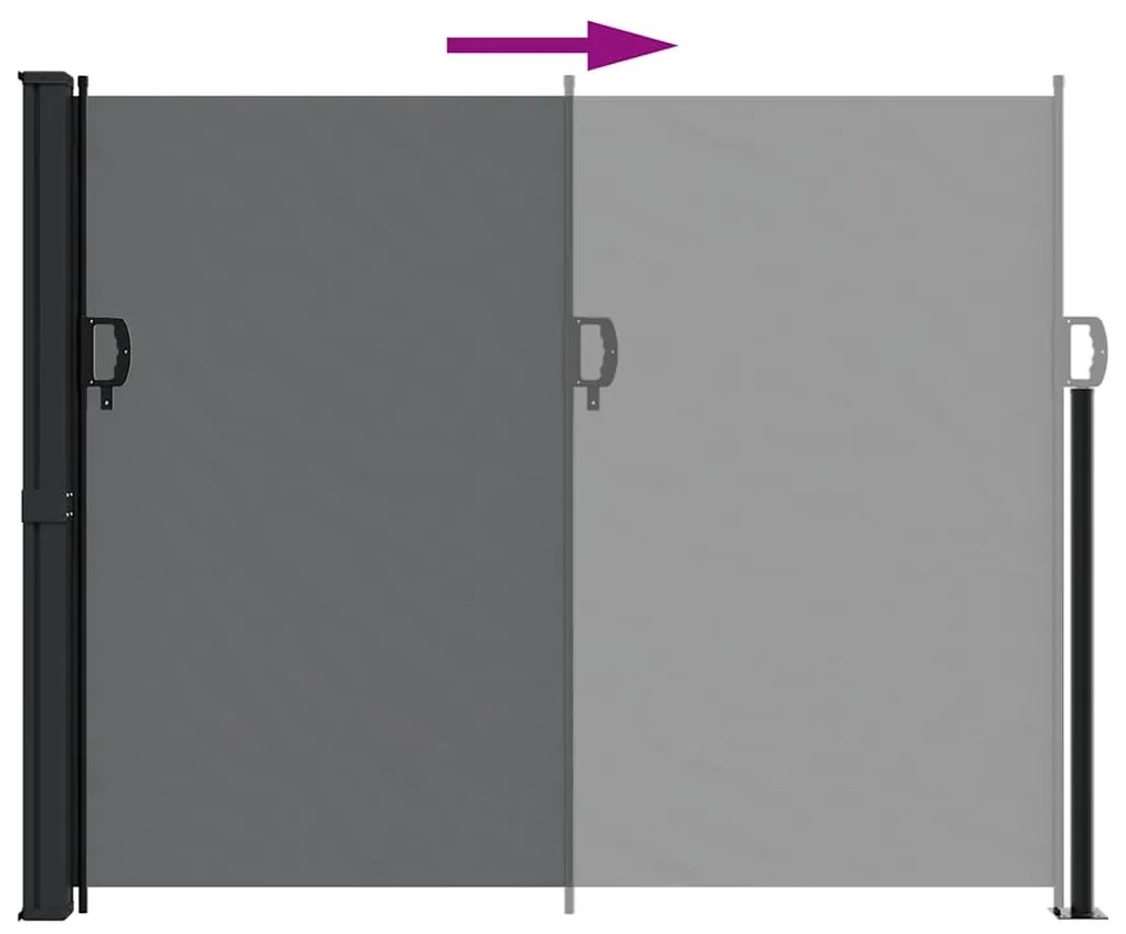 fekete behúzható oldalsó napellenző 160 x 500 cm