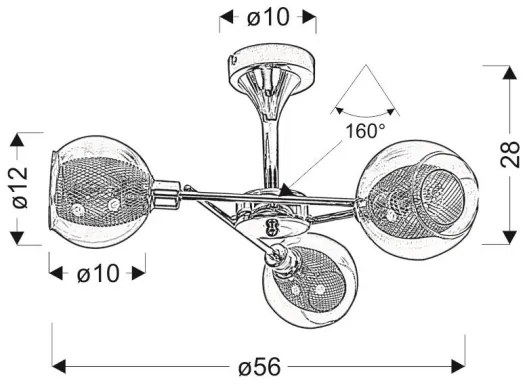 Csillár rúdon OZZO 3xE14/40W/230V