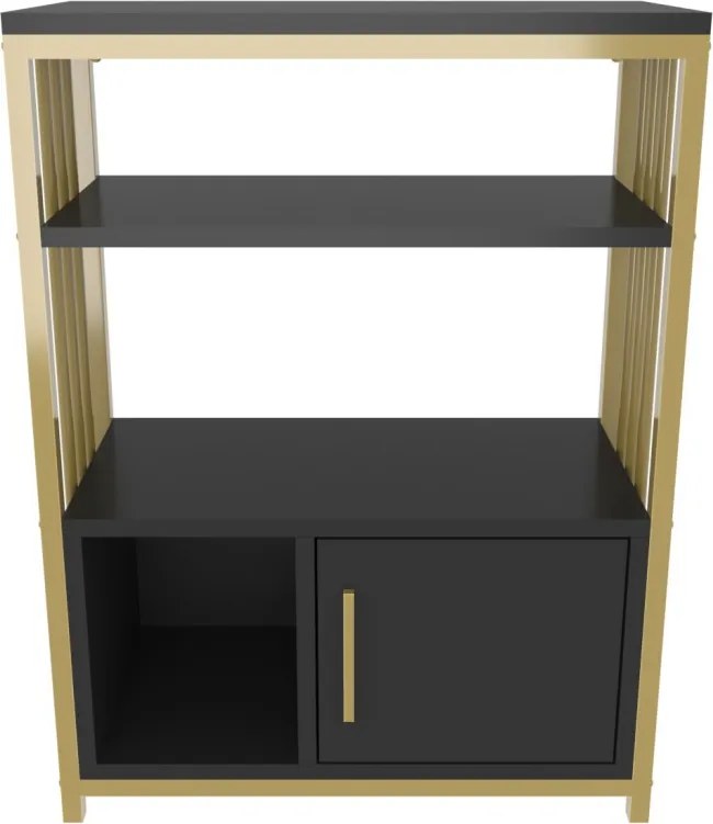 Letos könyvespolc, antracit-arany, 60 cm