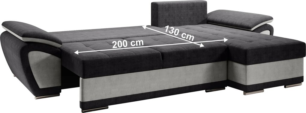 Kinyitható ülőgarnitúra, világosszürke/sötétszürke, jobbos, ENIF ROH