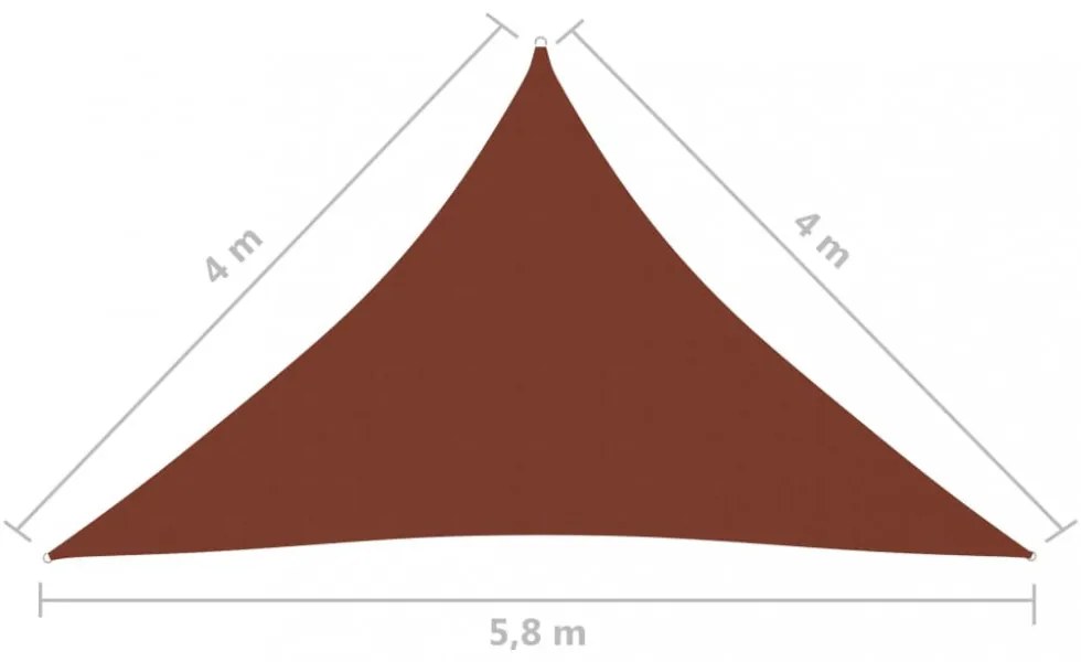 terrakotta háromszög alakú oxford-szövet napvitorla 4x4x5,8 m