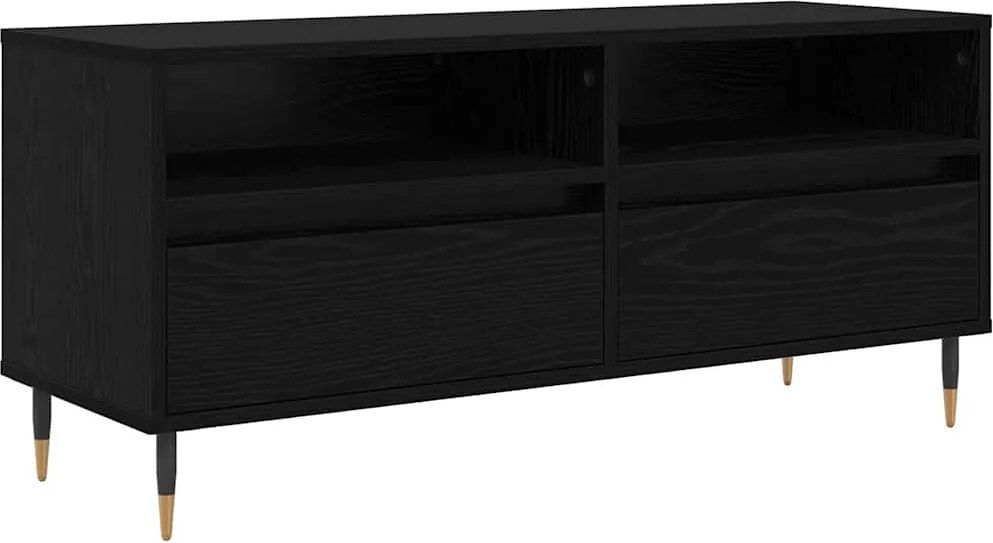 vidaXL TV szekrény Fekete tölgy 100 x 34,5 x 44,5 cm Műszaki fa és vas