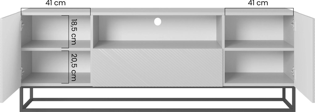 Asha TV szekrény, fiókkal és fekete fém kerettel - 167 cm - kasmír