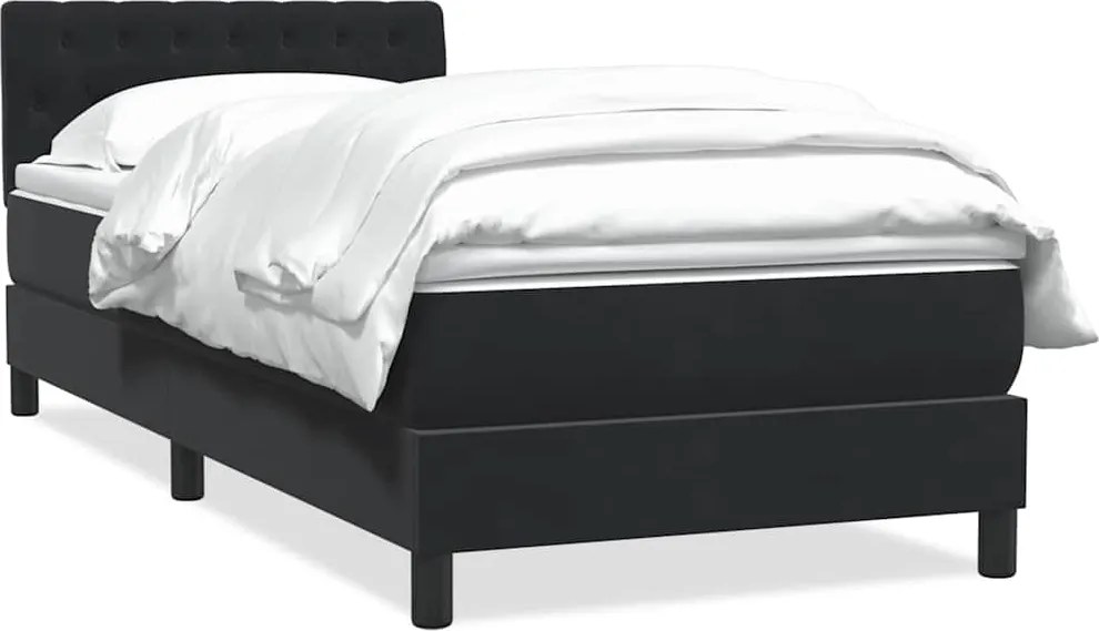 vidaXL fekete bársony rugós ágy matraccal 90x210 cm