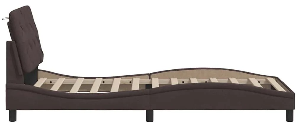 sötétbarna szövet ágykeret LED-ekkel matrac nélkül 90x200 cm