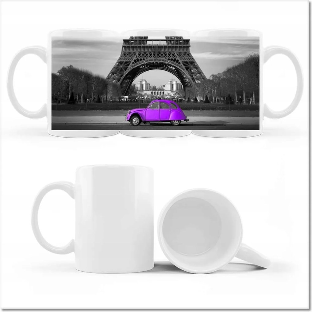 Nyomott mintás bögre Lila Citroen torony