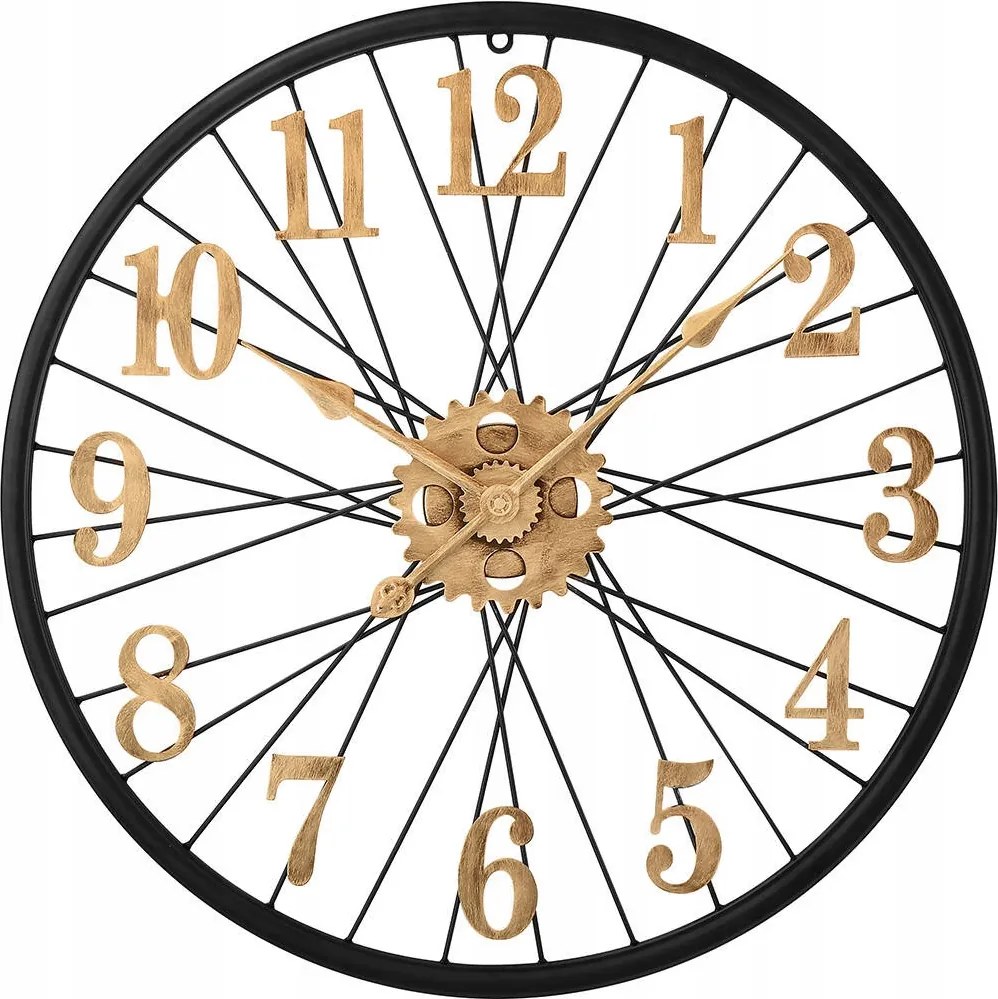 Nagy Fekete Arany Fém Falióra Kerékpár Kerék Mpm E04.4489 60 cm