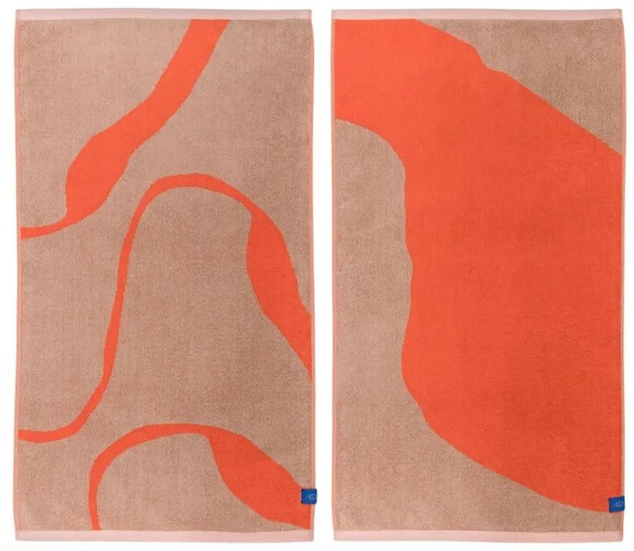 Narancssárga-világosbarna bio pamut törölköző szett 2 db-os 50x90 cm Nova Arte – Mette Ditmer Denmark