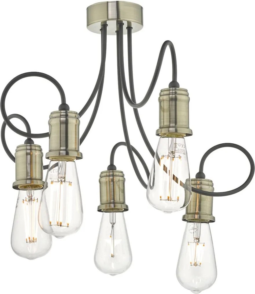 DAR LIGHTING ALZ5475 ALZBET Mennyezeti Csillár Antik Sárgaréz, Átlátszó E27 IP20