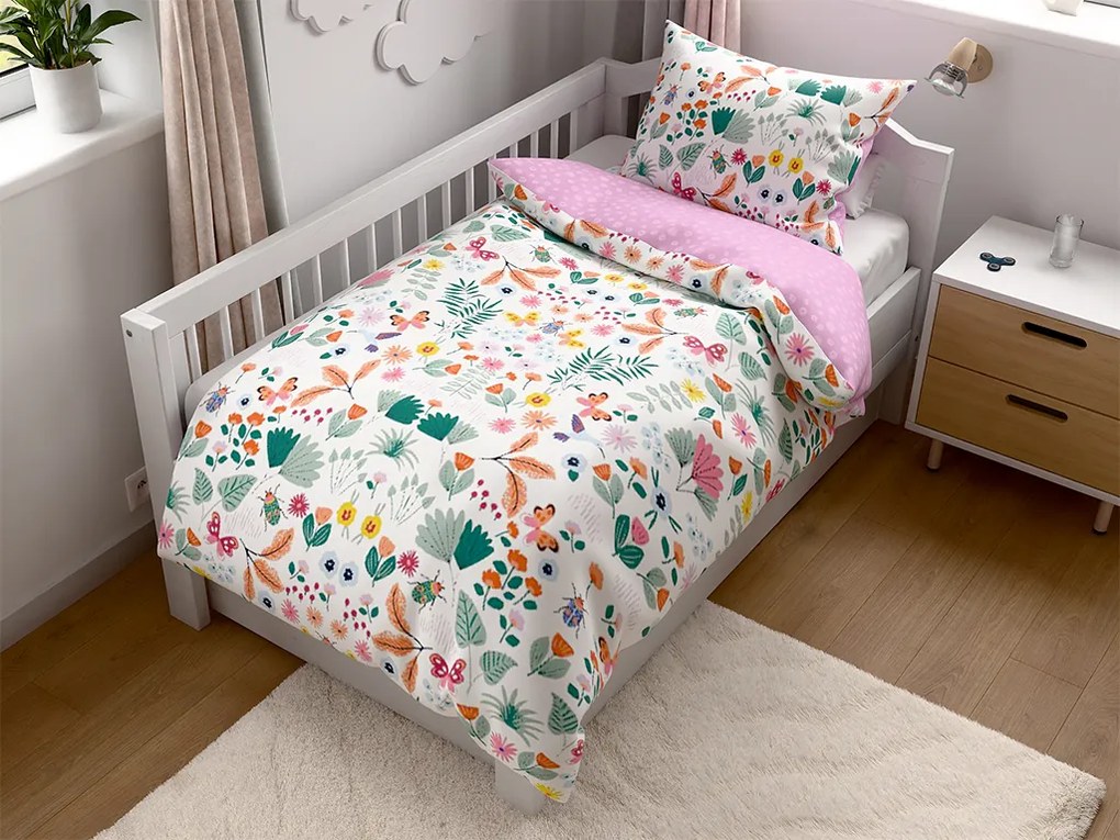 Krepp ágynemű kiságyba Renforcé LUNETTA rózsaszínű Ágyneműhuzat mérete: 45 x 65 cm | 90 x 140 cm