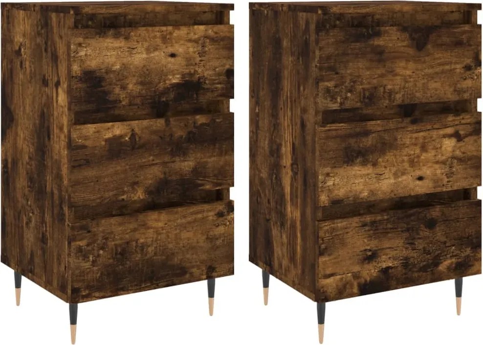 vidaXL 2 db füstös tölgy színű szerelt fa éjjeliszekrény 40x35x69 cm