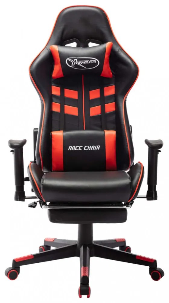 fekete és piros műbőr gamer szék lábtámasszal