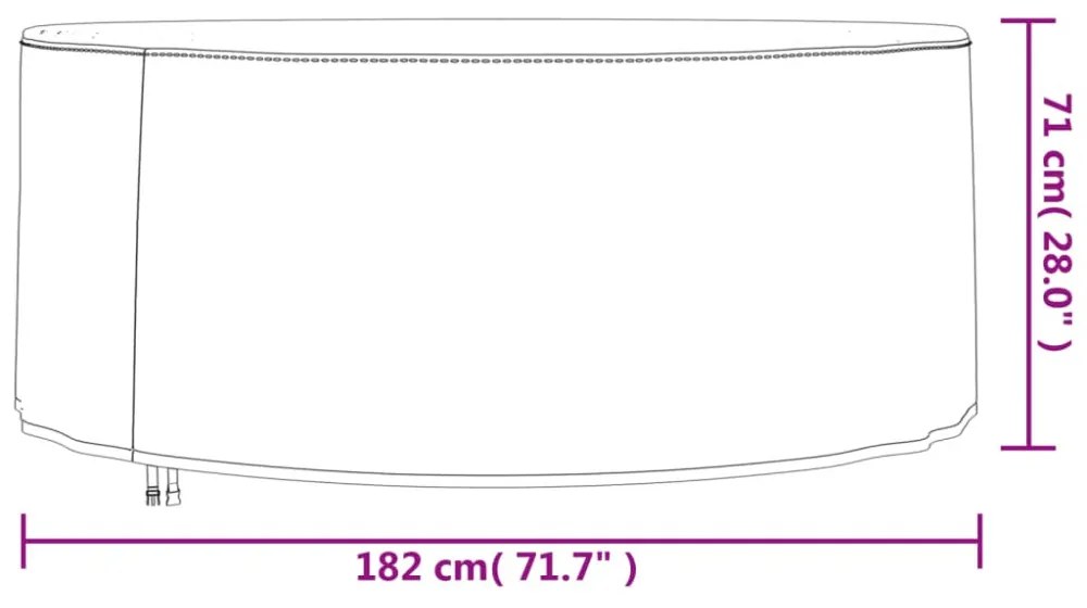 fekete 420D oxford szövet kerek kerti bútorhuzat Ø 182x71 cm