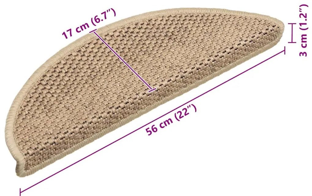 15 db szizál hatású homokszínű öntapadó lépcsőszőnyeg 56x17x3cm