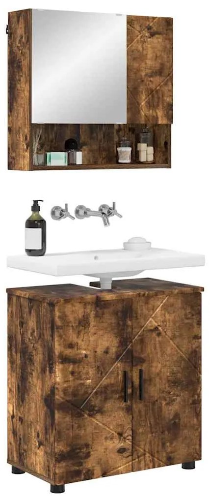 Fürdőszoba bútor szett 2 pcs Füstölt tölgy 61 x 35 x 64 cm