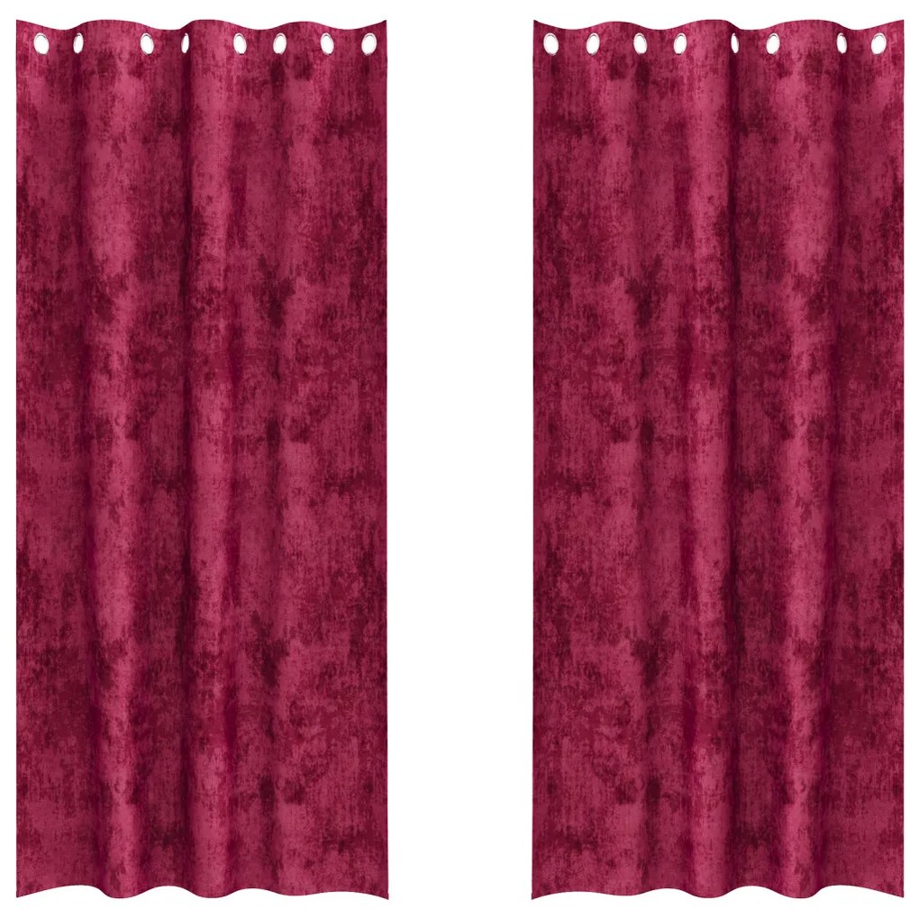 Velúr Függönyök 2 db gyűrűssel Borgonya vörös 245x140 cm
