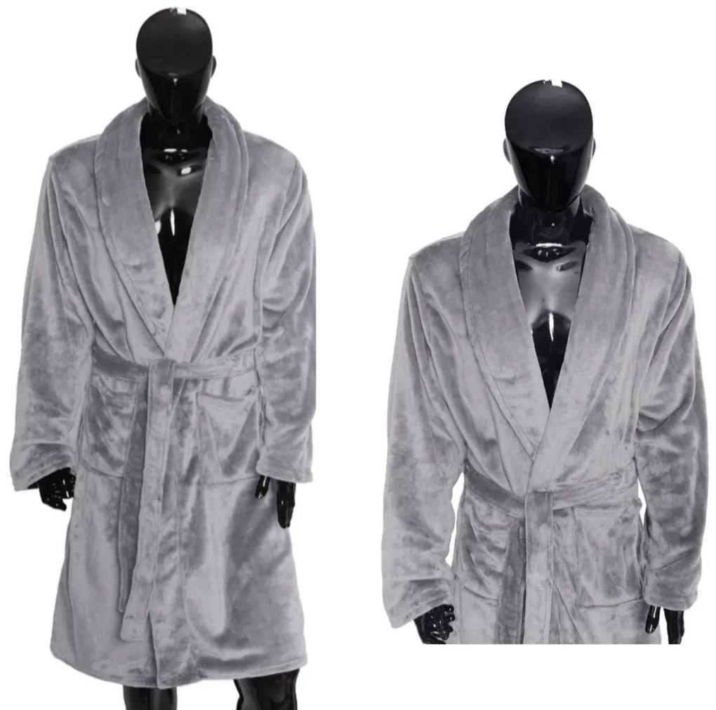 Queen szürke mikroszálas fürdőköpeny TiaHome - S