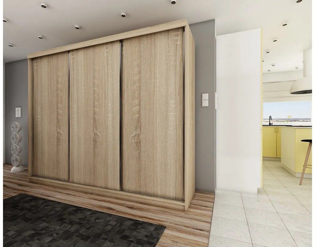 TALIA 25 tolóajtós szekrény, 200x200x62, sonoma tölgy