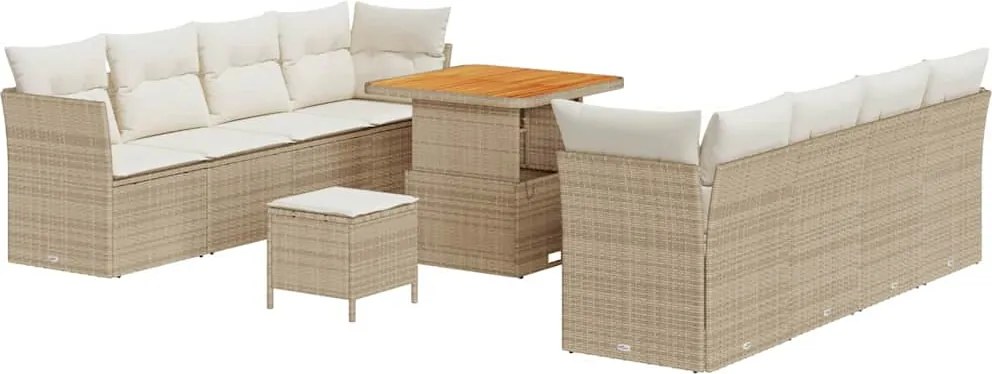 vidaXL Kerti Kanapé Szett párnával tárolóval 11 pcs bézs és krémszínű