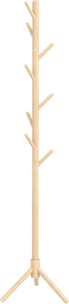 HOMCOM Álló Kabáttartó 8 Akasszal, Fa Kabátállvány Fáralakú a Folyosóra Belépőre Hálószobába 40x40x165 cm Természetes | Aosom