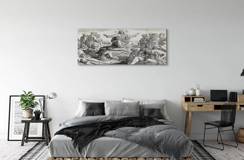 Akrilkép Jézus rajz emberek 100x50 cm