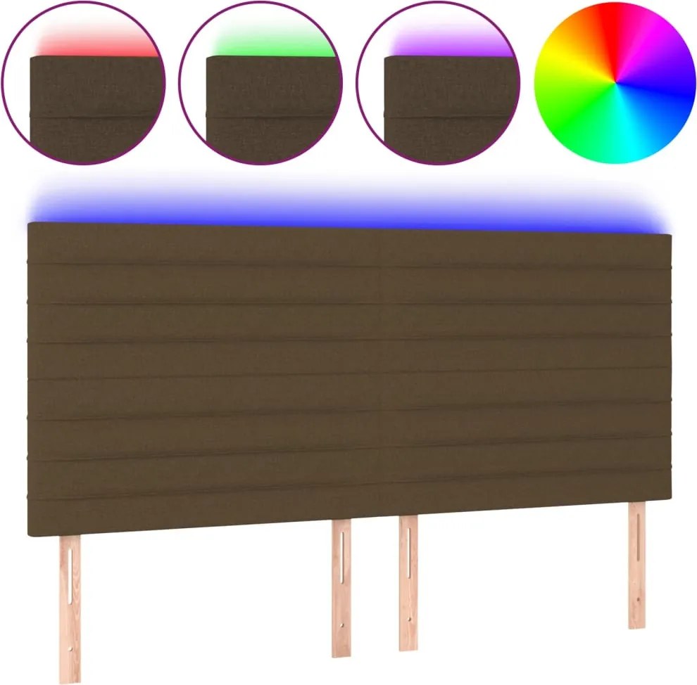 sötétbarna szövet LED-es fejtámla 160x5x118/128 cm