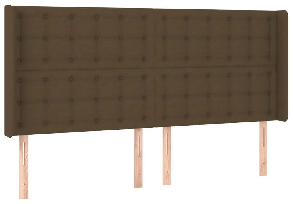 barna szövet rugós és LED-es ágy matraccal 160x200 cm