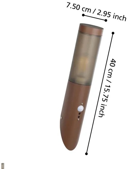 Eglo 900985 - HELSINKI kültéri fali lámpa szenzorral 1xE27/15W/230V IP44