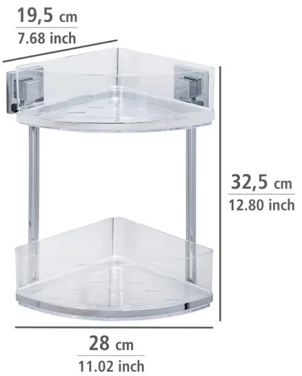 WENKO 22690100-Sarokpolc VACUUM-LOC QUADRO ED 28x32,5 cm ezüst/fényes króm