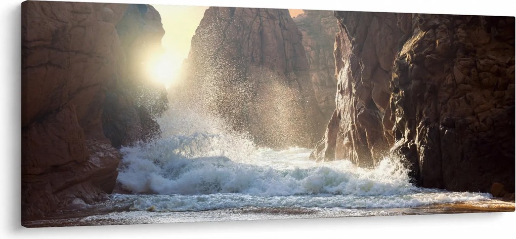 Kép - Az óceán sziklái és hullámai (120x50 cm)