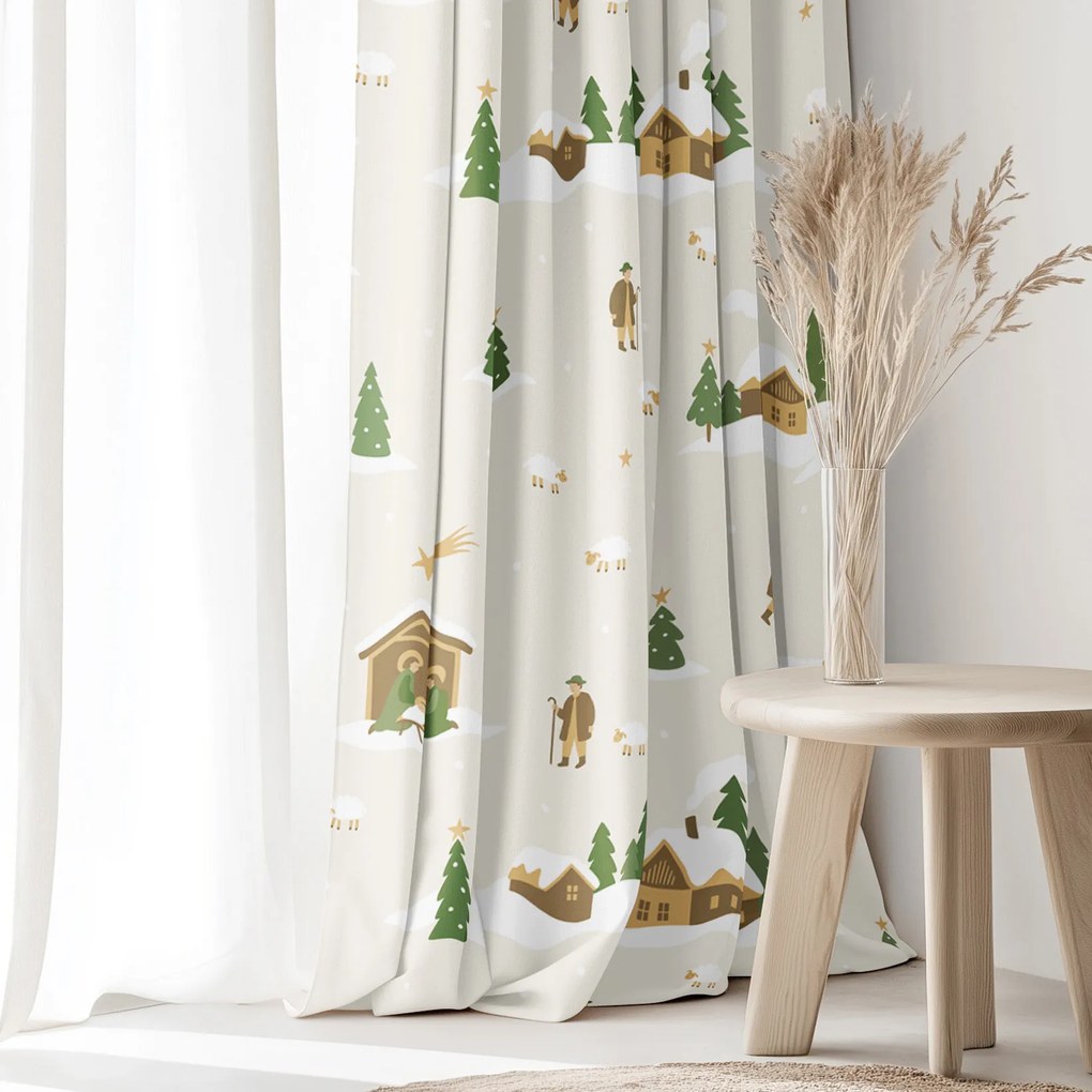 Goldea karácsonyi pamut drapéria - karácsonyi dalok 200x150 cm