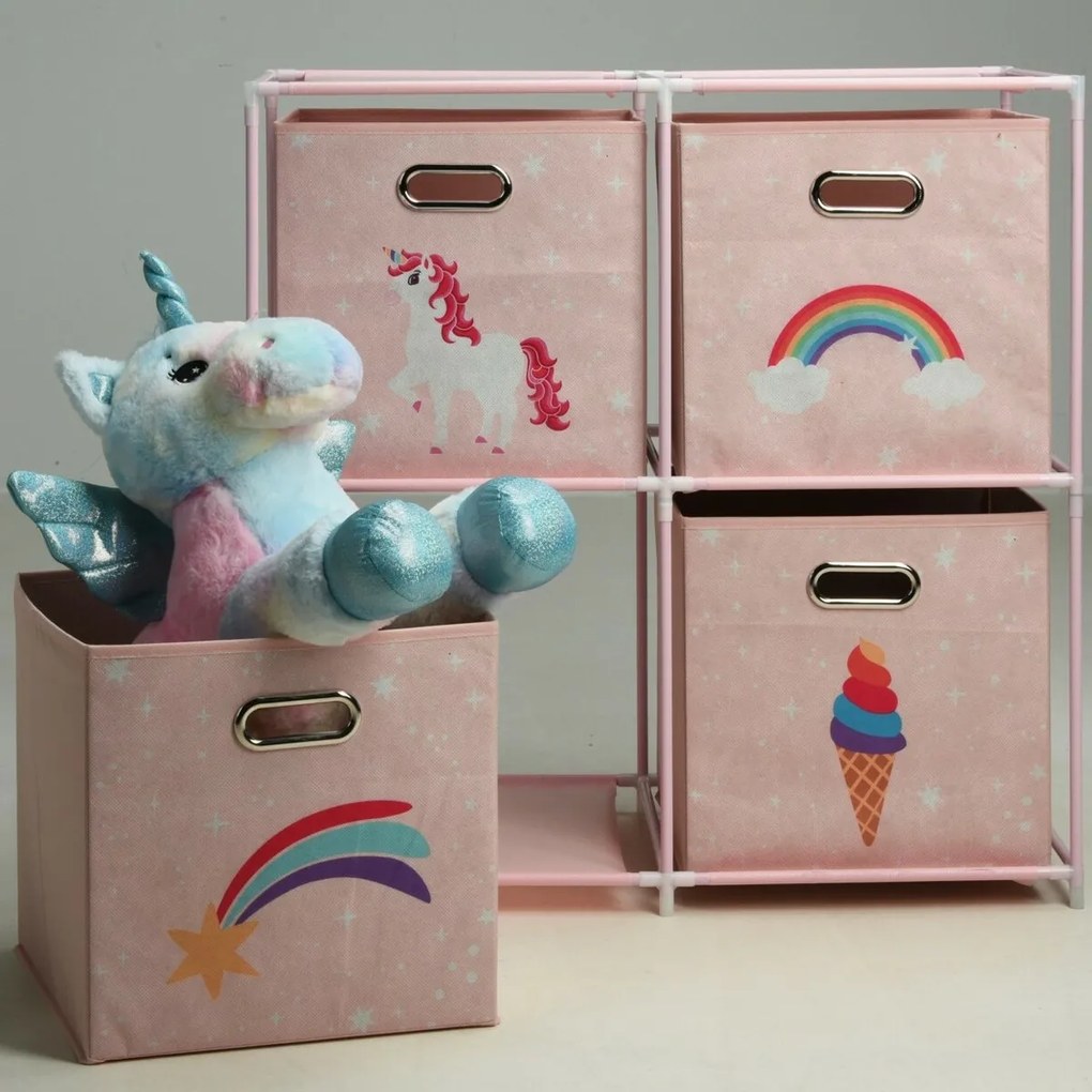 Tárolási megoldások Gyermek szekrény 4 tárolódobozzal, 68 x 35 x 70 cm