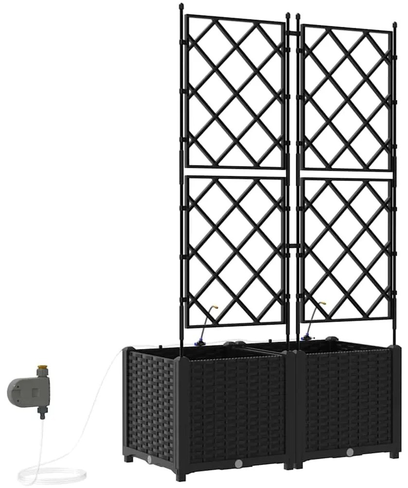 Kerti ültetők Fekete 80 x 40 x 142 cm Acél