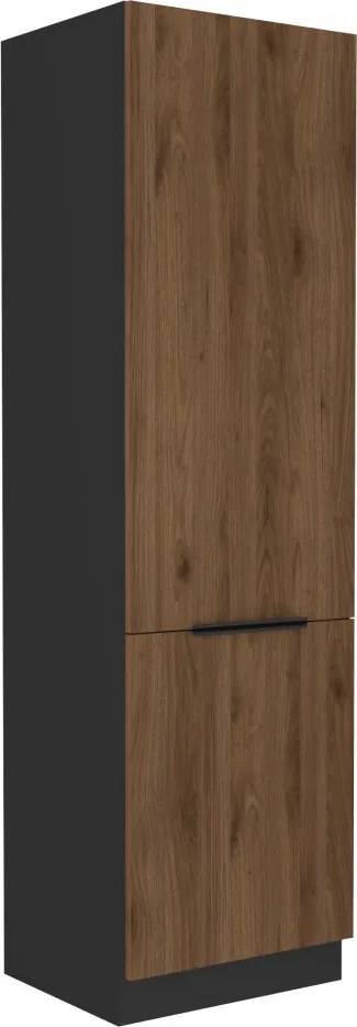 Szekrény beépíthető hűtőhöz, okapi dió/fekete, MENZO 60 LO-210 2F