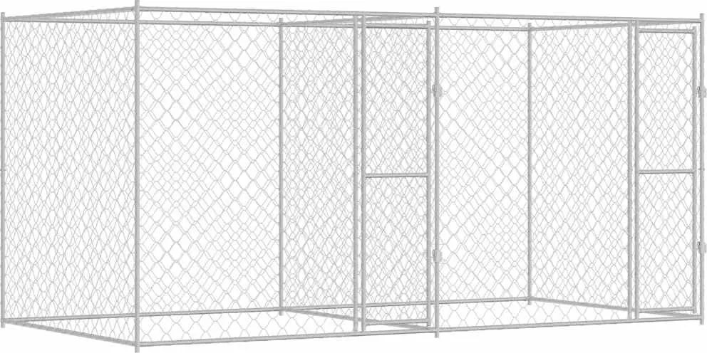 vidaXL Kutyaketrec Ezüst 400 x 200 x 200 cm Horganyzott acél