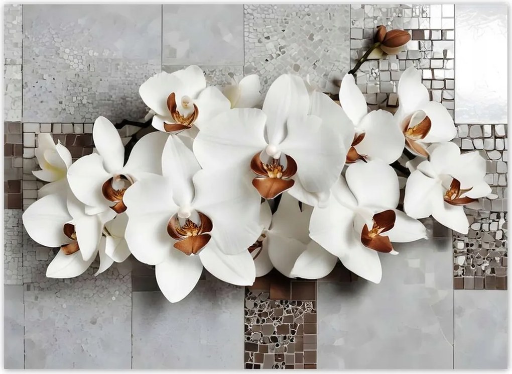 Fotótapéták 254x184 Fehér orchideák és mozaik