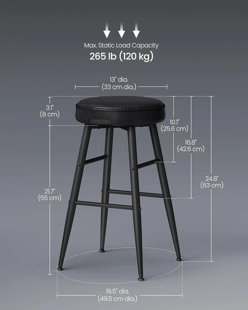 Ekho bárszékek 2db-os készlet, konyhai székek, fekete