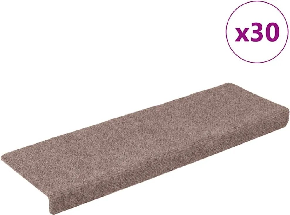 vidaXL 30 db öntapadós lépcsőszőnyeg, világosbarna, téglalap alakú széllel, 65 x 21 x 4 cm
