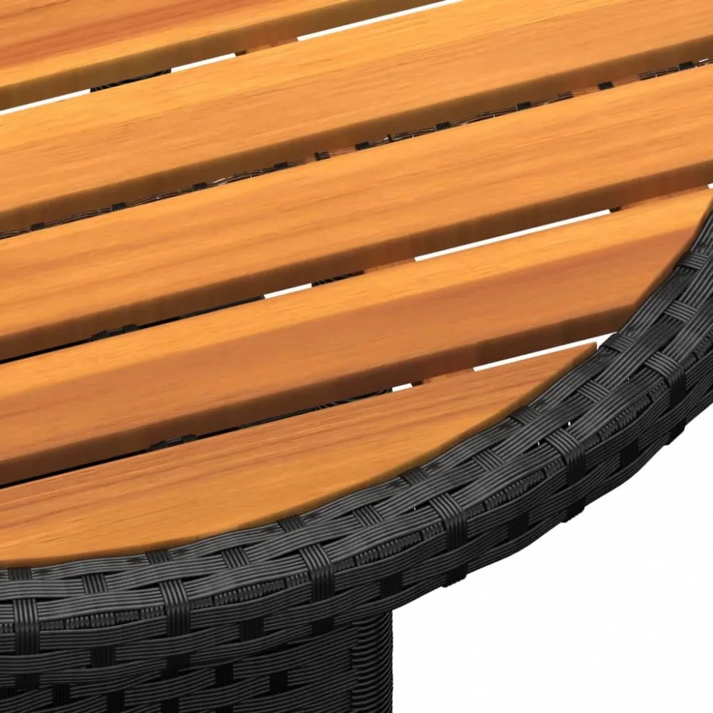 3 részes fekete polyrattan kerti bisztrószett