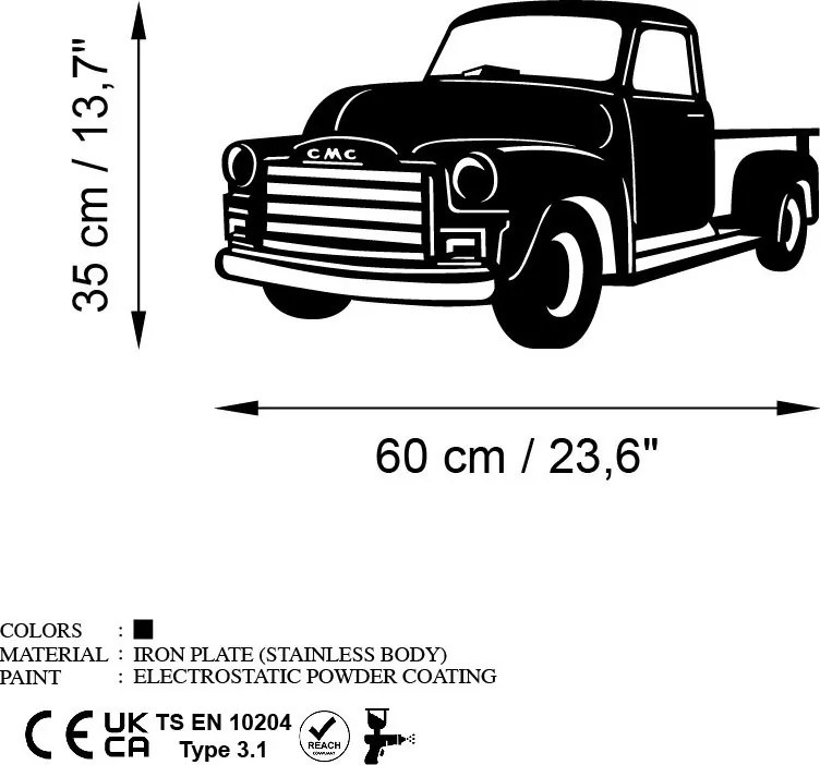 GMC fém fali dekoráció, 60×35 cm – TR891TNL3441