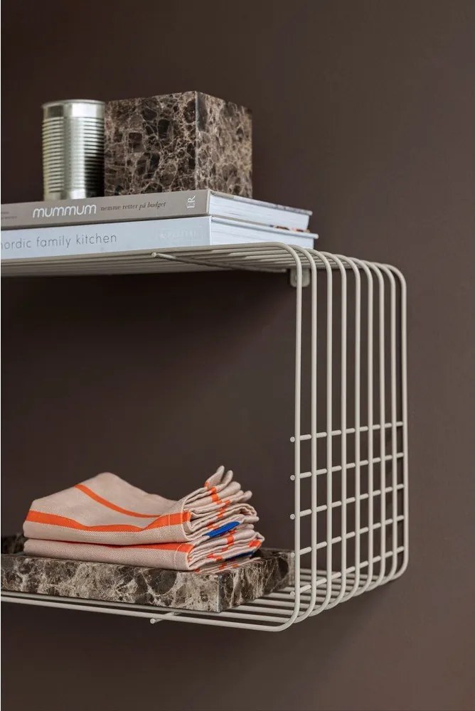 Bézs többszintes fém fali polc 70 cm Wire – Mette Ditmer Denmark