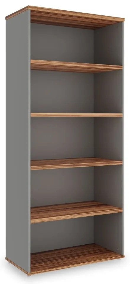 SimpleOffice magas szekrény 80 x 40 x 180 cm, dió / szürke