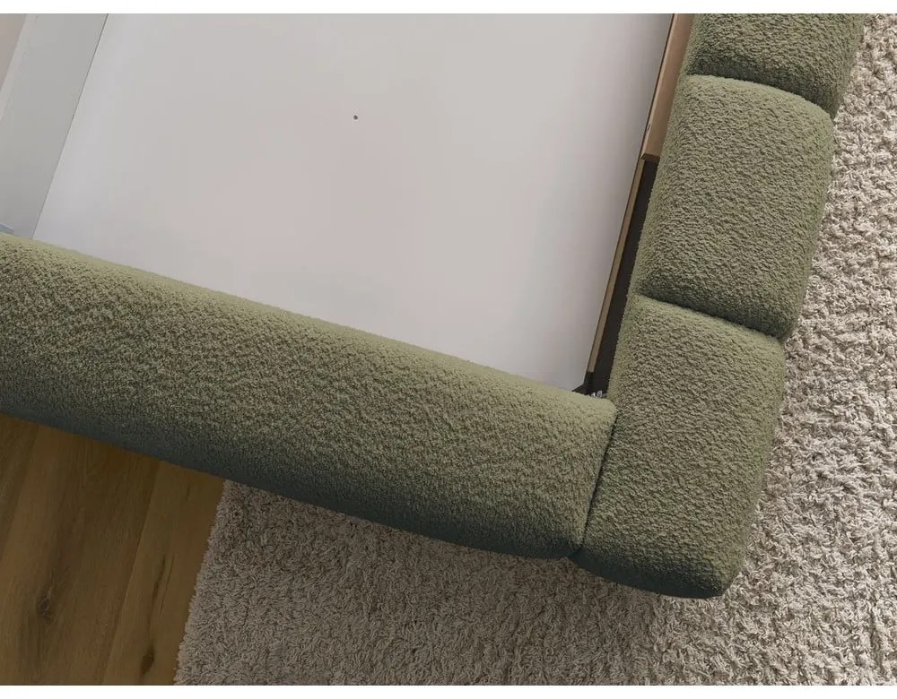 Zöld kárpitozott ágyneműtartós franciaágy ágyráccsal 160x200 cm Denali – Bobochic Paris