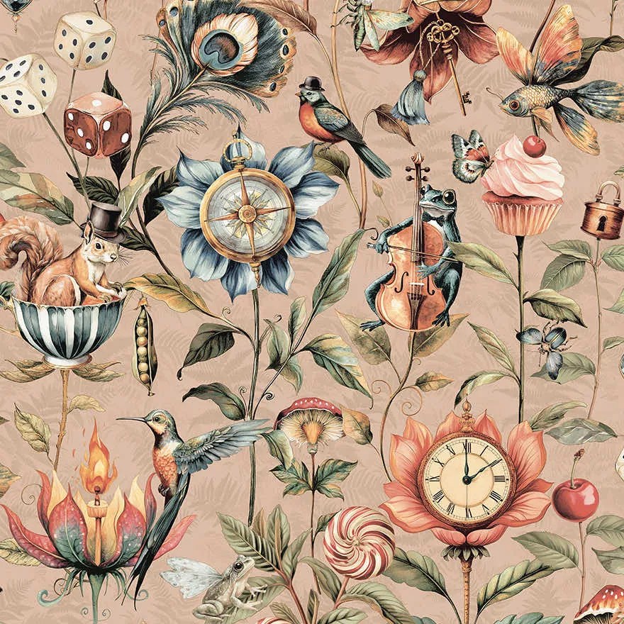 Holden Decor Tales of the Manor Elysium mályva-púder állatos vlies tapéta – 91943