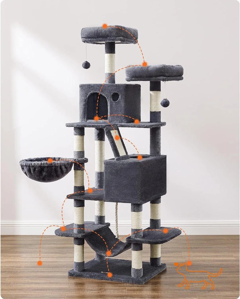 Nagy macskakaparó, 168 cm magas, füstszürke | feandrea