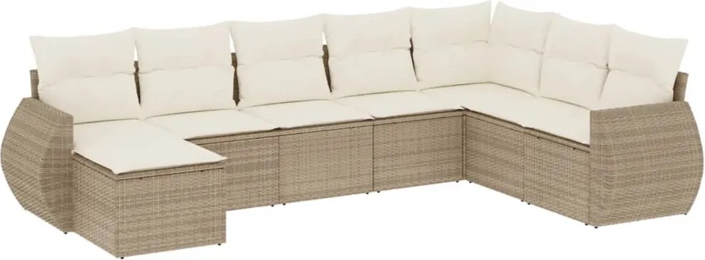 vidaXL 8 részes bézs polyrattan kerti ülőgarnitúra párnával