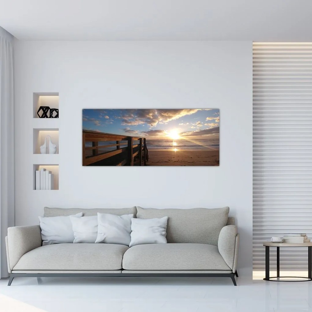 A móló, a strand és a tenger képe (120x50 cm)